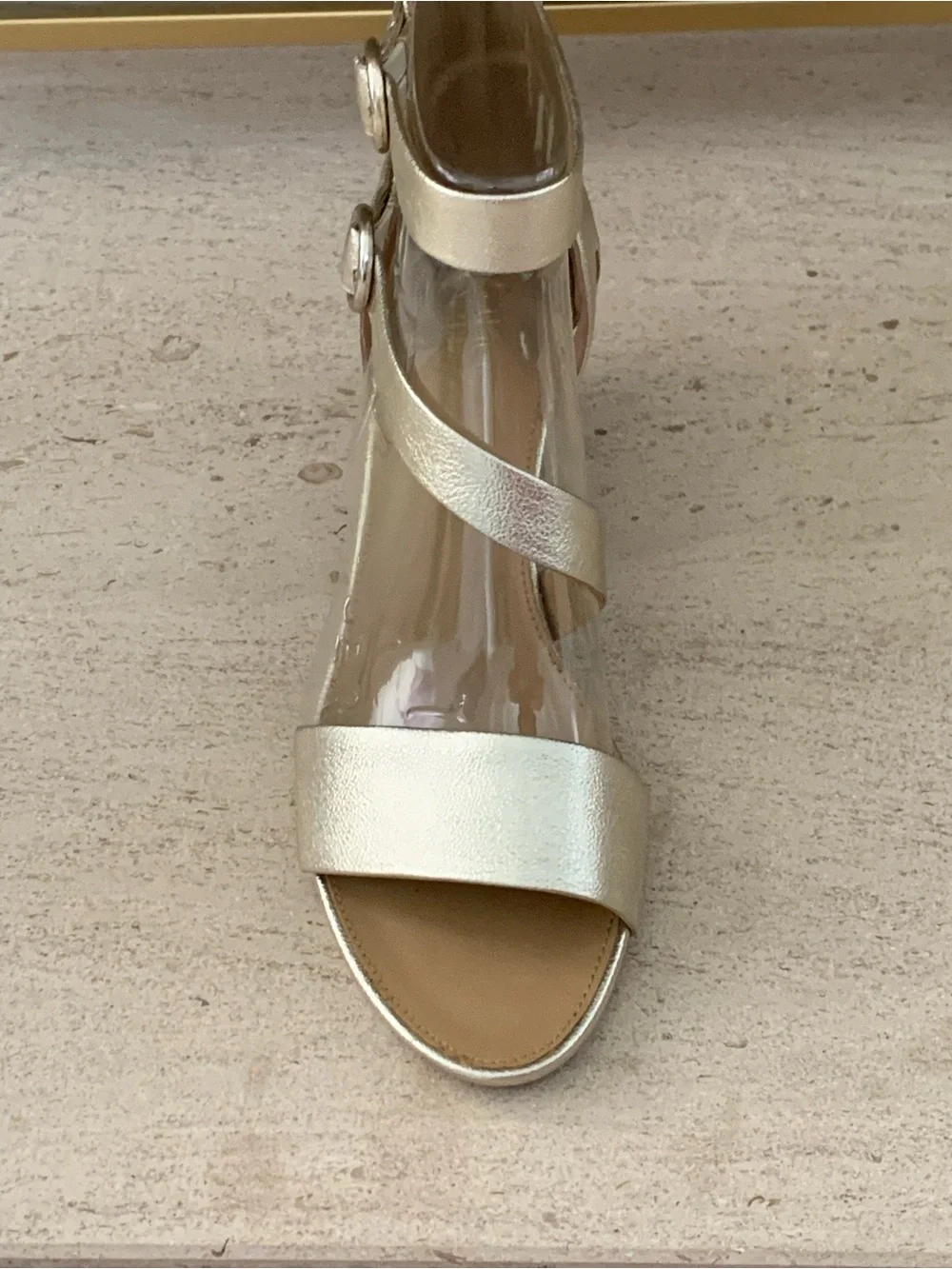 Franco Sarto Metallic Gold Strappy Wedge Sandals